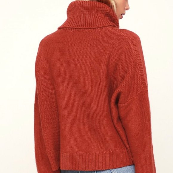 BB Dakota Burnt Orange Turtleneck Wool Sweater M - Picture 3 of 9